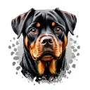 Rottweiler dog in paw print merged tattoo design idea