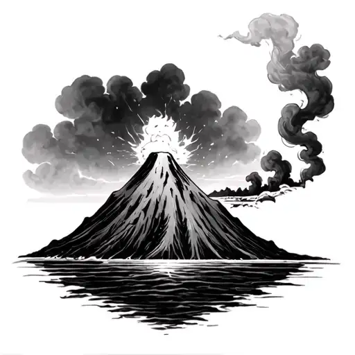 Tattoo on the forearm of a volcano on an island that erutta matmatic formula the formulas instead of smoking, I want tattoo design idea