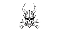 a viking skull and crossbones tattoo design idea