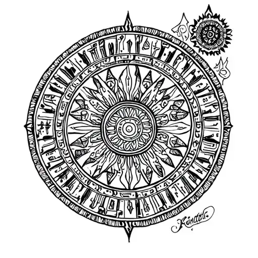 Aztec calendar tattoo design idea