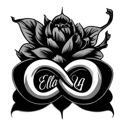 infinity symbol around the name Ella tattoo design idea