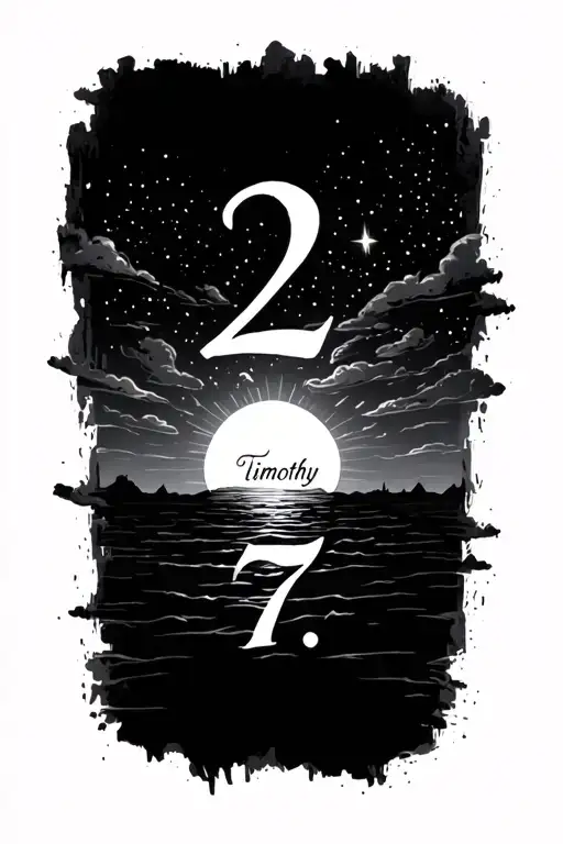 2 timothy 1:7 text with light night or sunset background  tattoo design idea