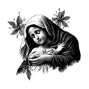 Mother mary mourning palestinian child tattoo design idea