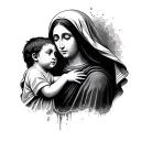 Mother mary mourning palestinian child tattoo design idea