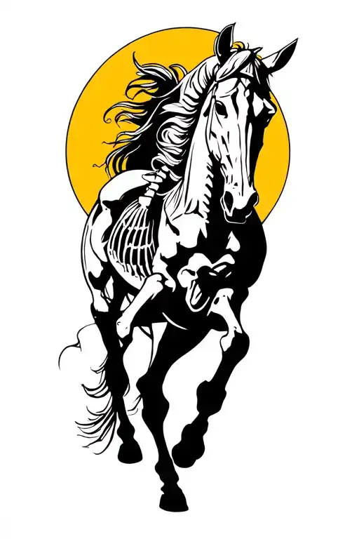 horse skeleton running alongside tattoo design idea