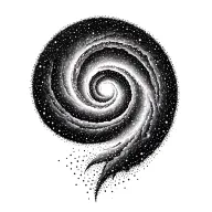Fibonacci spiral shaped galaxy tattoo design idea