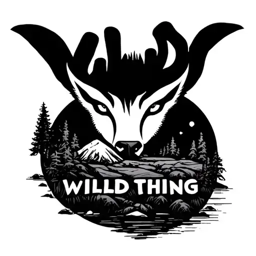 need a small minmalist tattoo of nice scenary with the words wild thing tattoo design idea