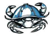 Blue Crab firefighter helmet tattoo design idea