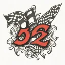 checkered flag and numbers 521 tattoo design idea