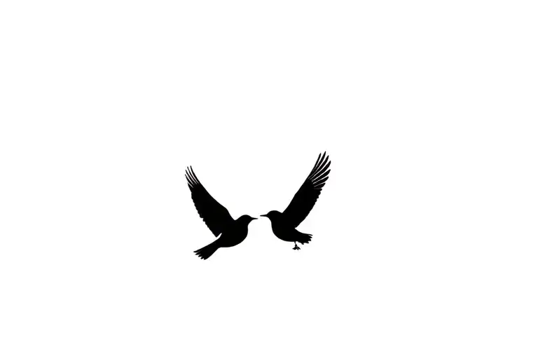 shadow of two mocking birds flying next to each other tattoo design idea