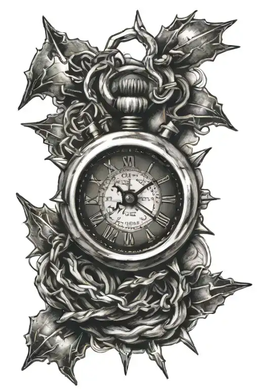stopwatch barbed wire tattoo design idea
