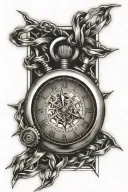 stopwatch barbed wire tattoo design idea