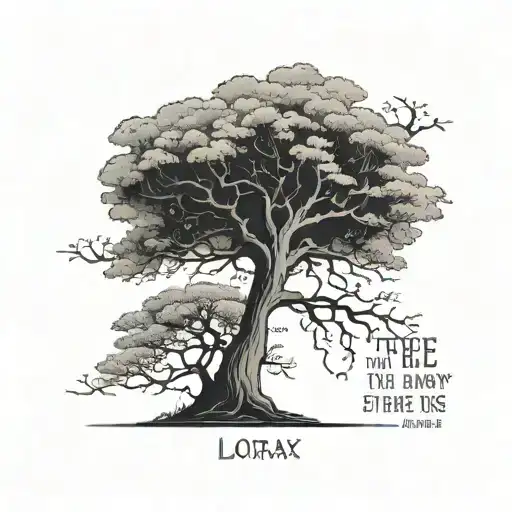 the tree falls the way it leans, becareful where u lean , quote the lorax abstract minimalistic deep philosophical  tattoo design idea
