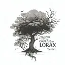 the tree falls the way it leans, becareful where u lean , quote the lorax abstract minimalistic deep philosophical  tattoo design idea