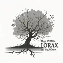 the tree falls the way it leans, becareful where u lean , quote the lorax abstract minimalistic deep philosophical  tattoo design idea