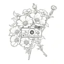 a tape of the smiths in a flower field tattoo design idea