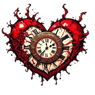 heart clock tattoo design idea
