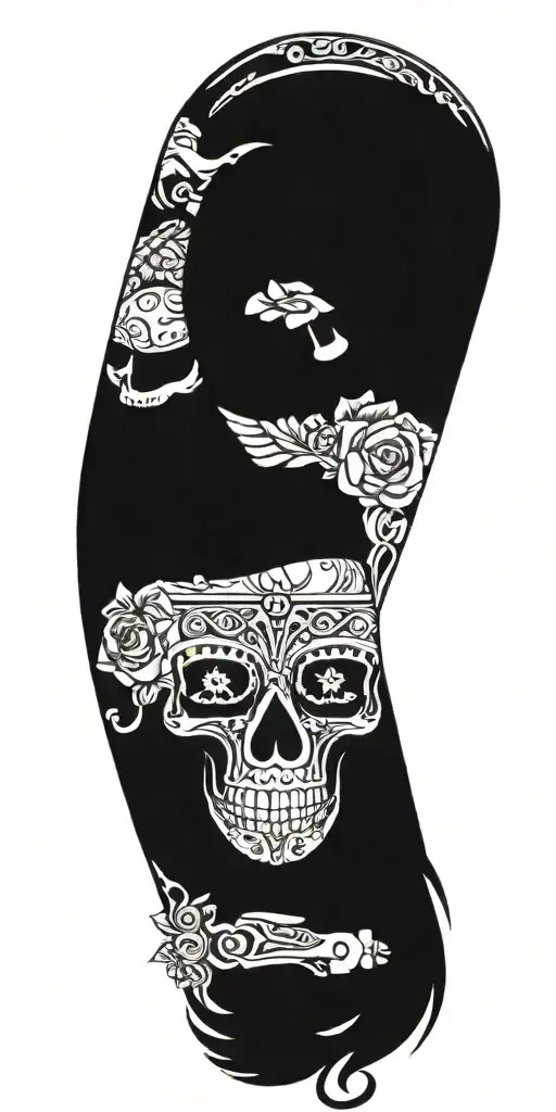 Day of the Dead themed motorcycle design with Mexican cultural elements tattoo design idea