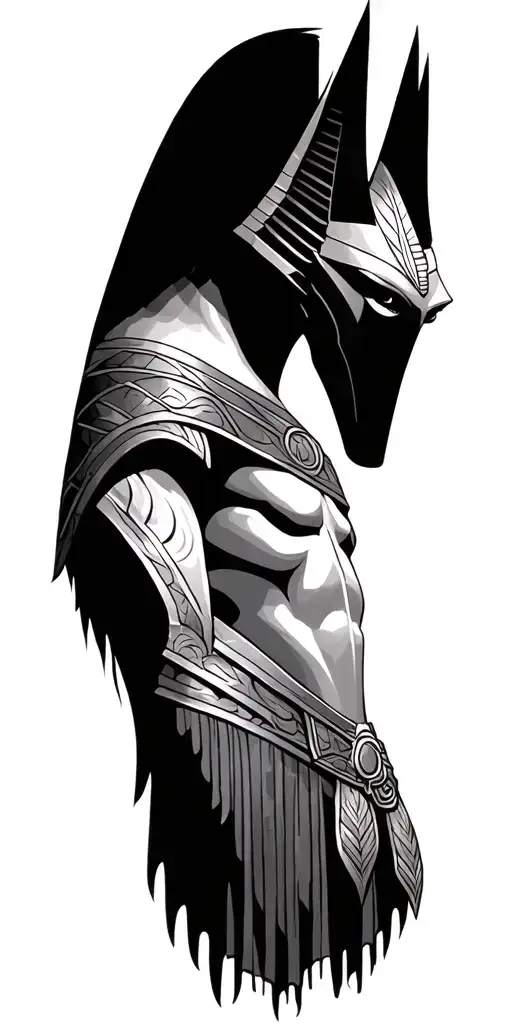 anubis god figure surrounded tattoo design idea