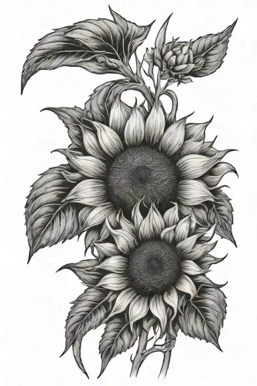 sunflower with barley stock in background  tattoo design idea