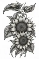 sunflower with barley stock in background  tattoo design idea