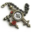 cross rosary beads compass   tattoo design idea