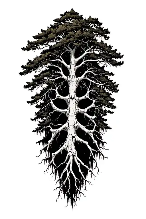 multiple cypress trees swamp bones for roots reaching deep tattoo design idea