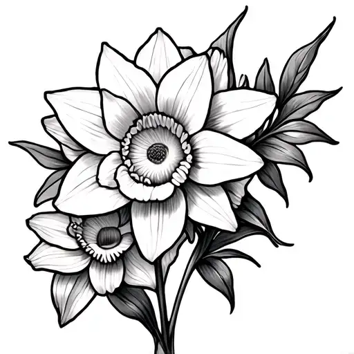 Narcissus, Nelke, Iris, Chrysantheme, Christmas Star tattoo design idea