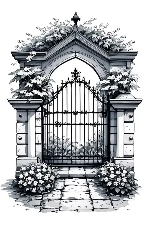 small garden with gate  tattoo design idea