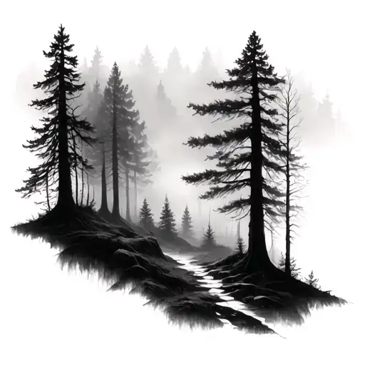 Foggy Forest tattoo design idea