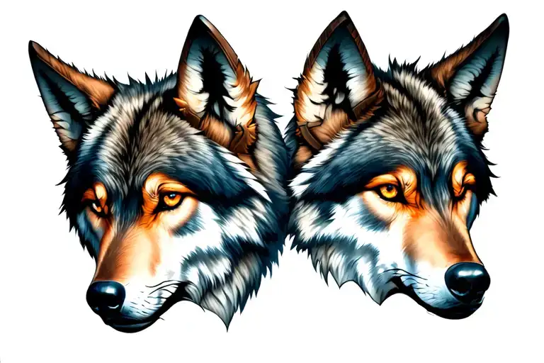 Two Wolf viking on My chest to hide My nipples tattoo design idea