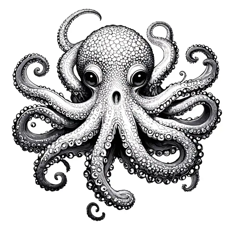 Space Octopus in Gothic style tattoo design idea