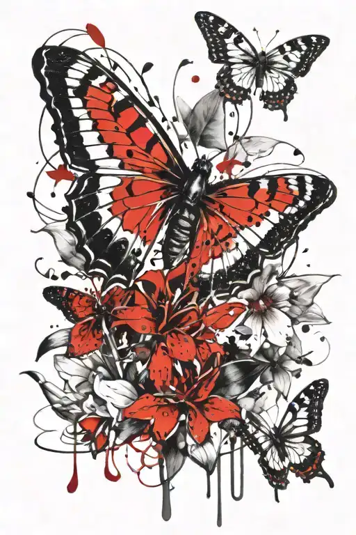 sphinx moth, monarch butterfly, nature, orchids, Lillies tattoo design idea