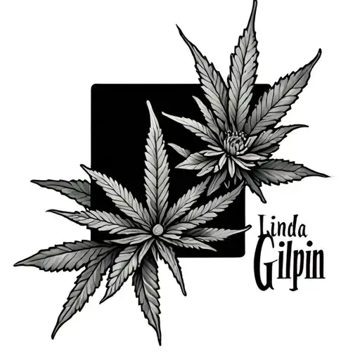 "Linda Gilpin" marijuana leaves and flowers tattoo design idea