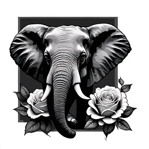 Elephant Rose tattoo design idea