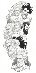 zeus, poseidon, and hades greek god tattoo design idea