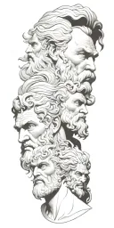 zeus, poseidon, and hades greek god tattoo design idea