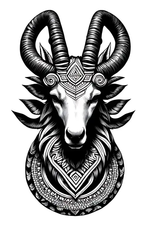 gangster Aztec Capricorn symbol intertwined tattoo design idea