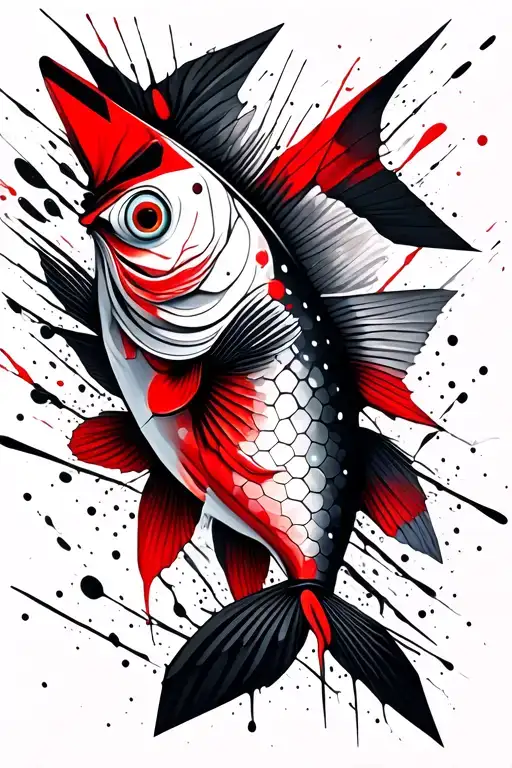 geometric fish tattoo design idea