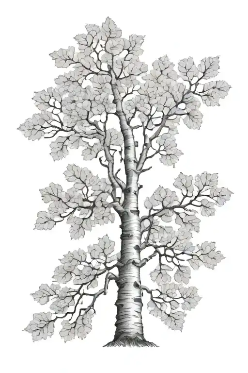 realistic aspen tree tattoo design idea