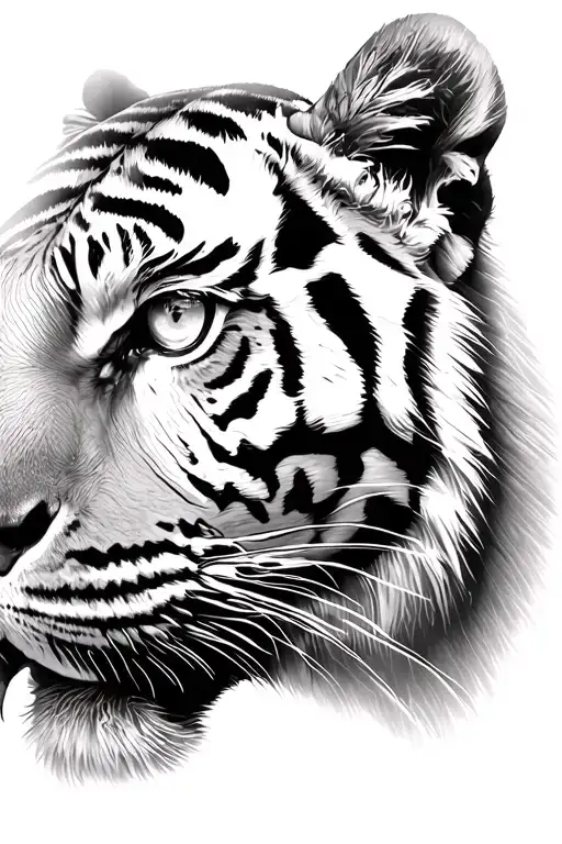 i want an sketch outline of a tiger's face done in an aesthetic artistic way that only his eyes & stripes around the eye tattoo design idea