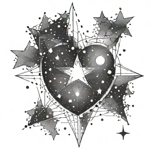 star chart heart tattoo design idea