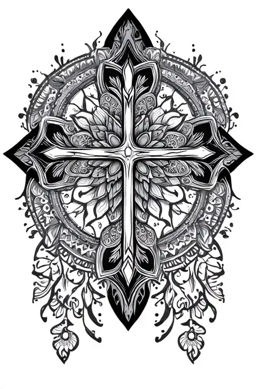 Mandala covering a Cross tattoo design idea