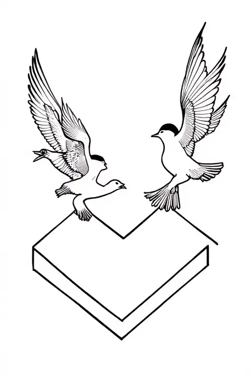 girl releasing birds that transform into chevrons tattoo design idea