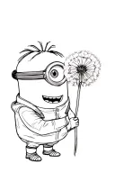 a minion holding dandelion flower tattoo design idea