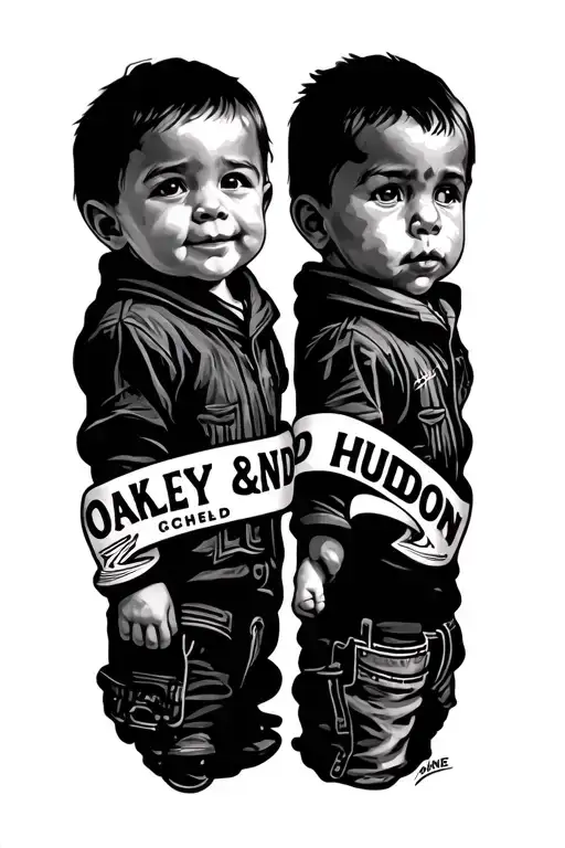 grandkids names incorporated into the design. Oakley and Hudson tattoo design idea