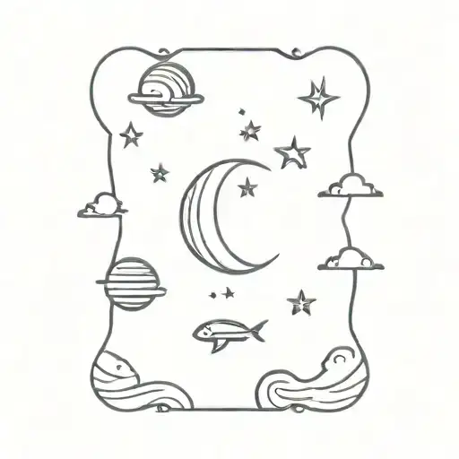 ocean and space theme tattoo design idea