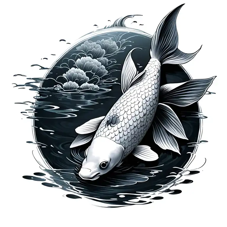 koi fish at peace tattoo design idea