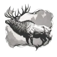 blackout elk tattoo design idea