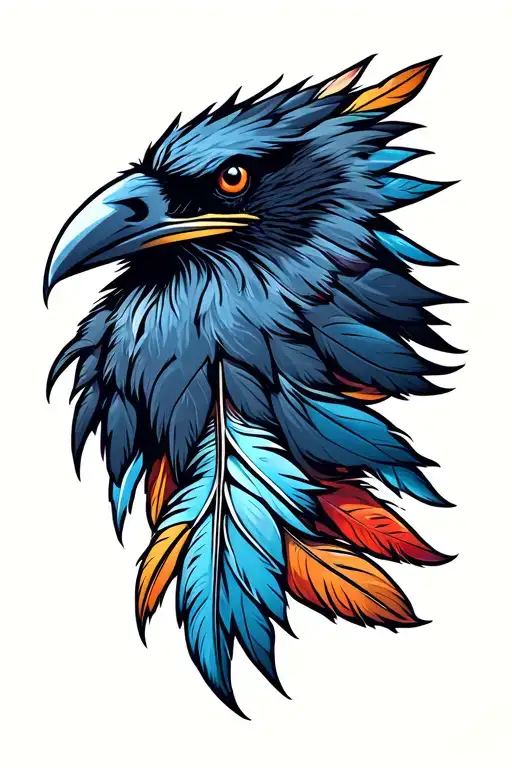 native feather with abstract raven talon tattoo design idea